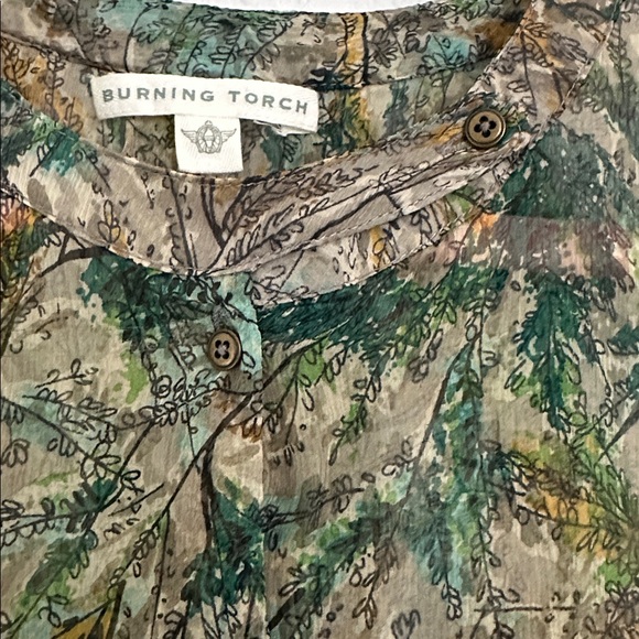 BURNING TORCH beautiful silk blouse S - Picture 6 of 9